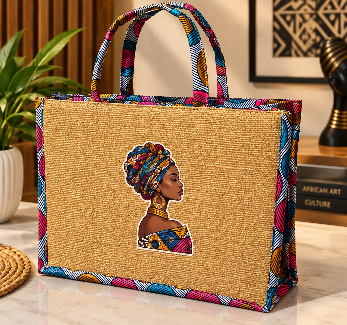 African Print Ankara Book Tote Bag | Trendy Caba Style