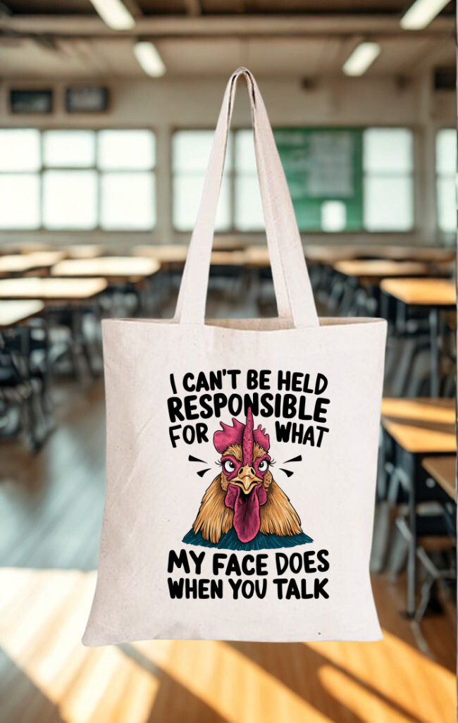 I Can't be Held Responsible For What My Face Does When You Talk Eco-Friendly Cotton Canvas Shopping BagTote Bag
