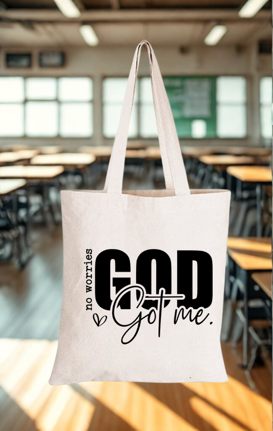 Printed Cotton Canvas Tote Bag-Christian Faith Quote, Reusable and tote bag