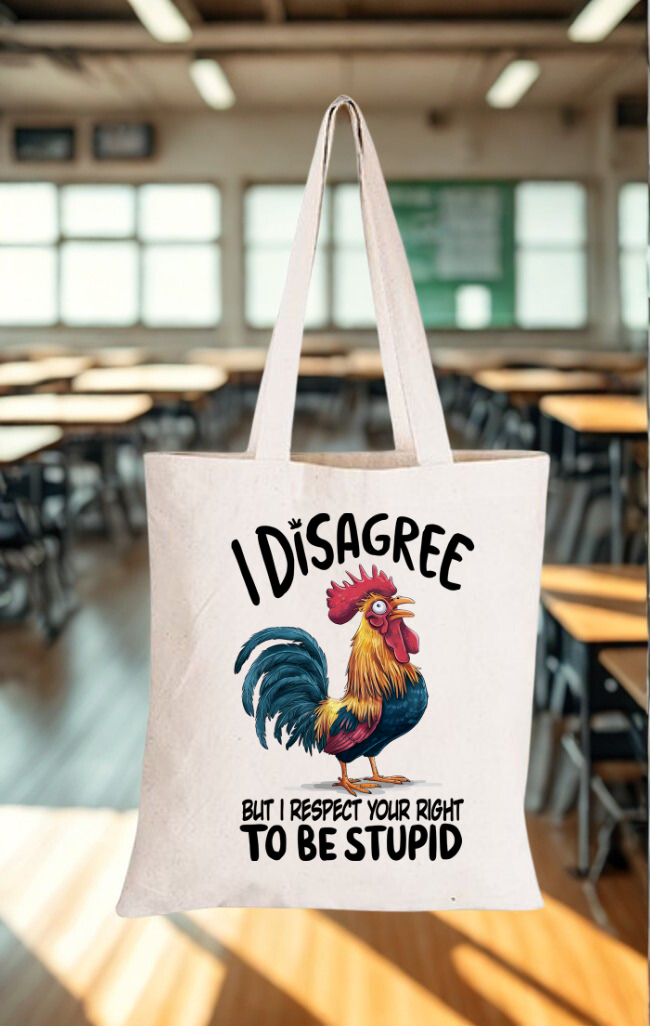 Cotton canvas tote bag with colorful illustrated graphic design